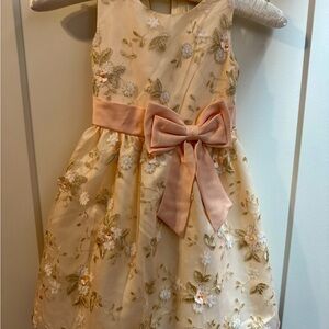 Elegant Cream Floral Kids Dress